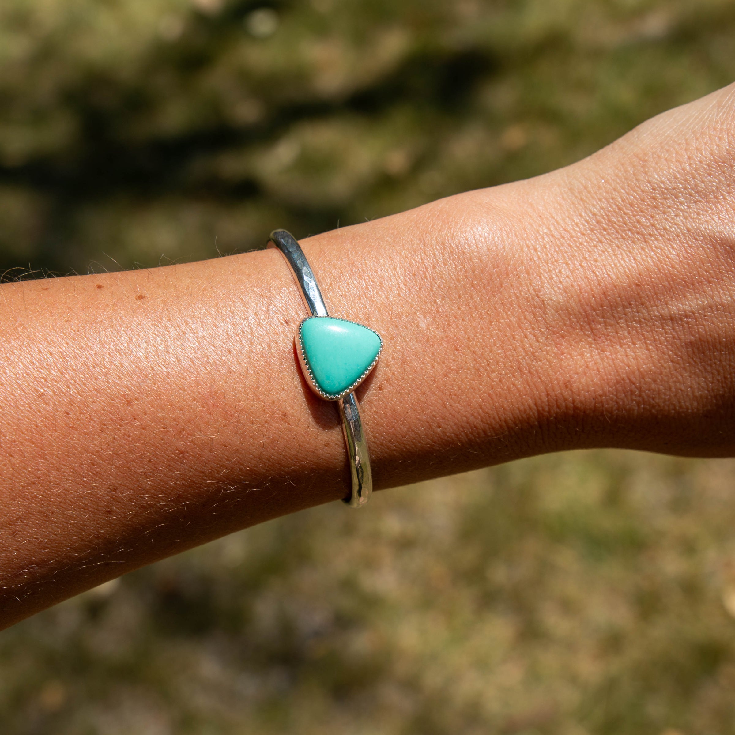 Carico Lake Turquoise Triangle Sterling Silver Cuff