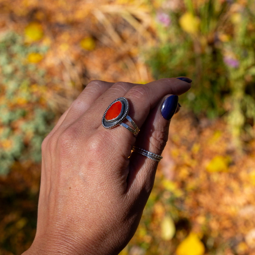 9.75 Carnelian Sterling Silver Statement Ring (Size 9.75)