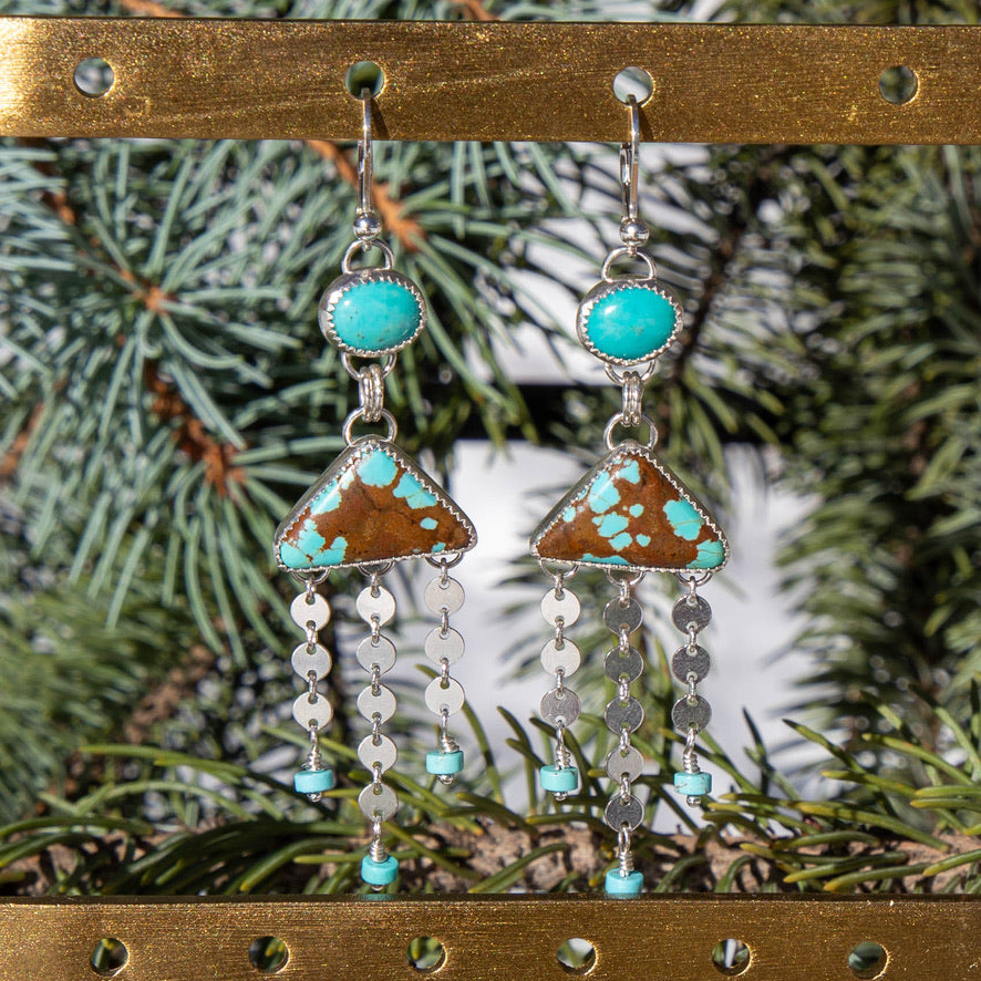 No. 8 & Campitos Turquoise Sterling Silver Dangle Earrings