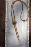 42" Hubei Turquoise Sterling Silver Shadowbox Circle Bolo