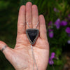 36" Black Druzy Agate Triangle Sterling Silver Chain Bolo La Femme