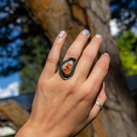 6.5 Mexican Fire Opal Sterling Silver Statement Ring (Size 6.5)