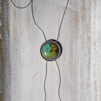 36" Hubei Circle Turquoise Sterling Silver Chain Bolo La Femme