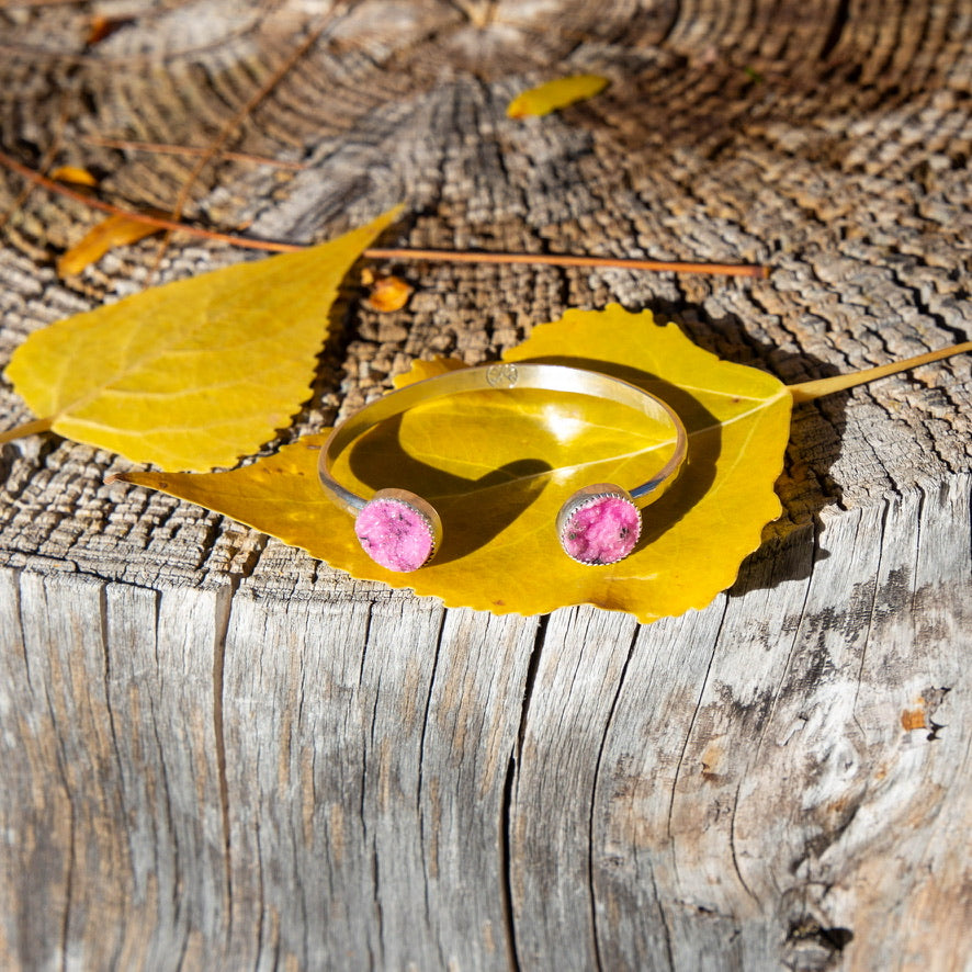 Pink Cobalto Calcite Sterling Silver Open Cuff