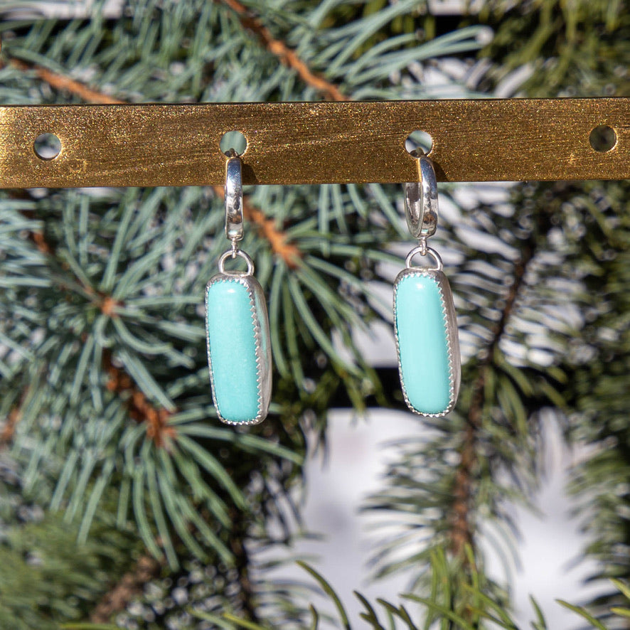 Campitos Turquoise Sterling Silver Hoop Earrings