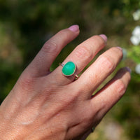 8 Chrysoprase Sterling Silver Stacker Ring (Size 8)