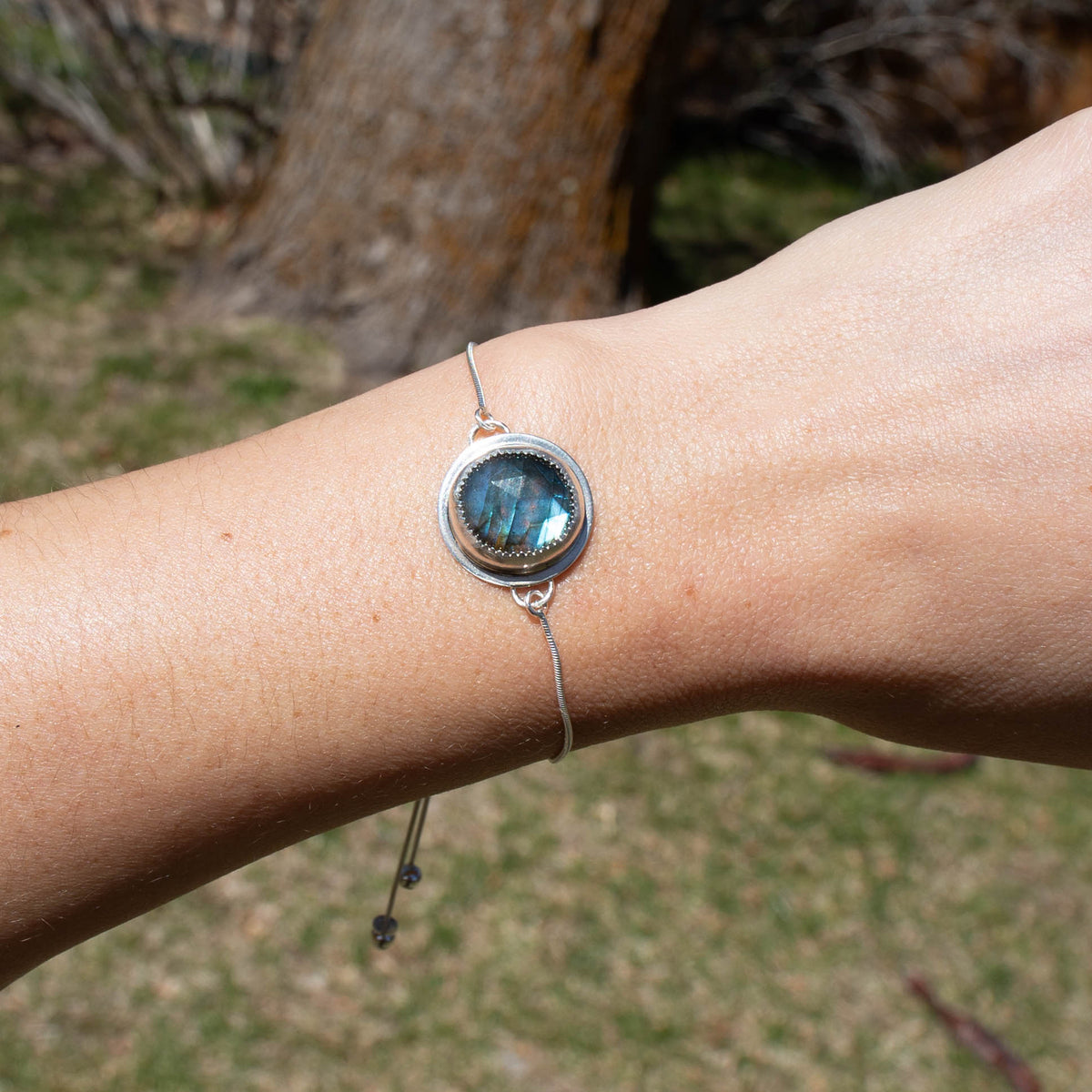 Labradorite Sterling Silver Slider Bracelet - 8.5"