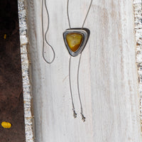 40" Yellow Druzy Agate Sterling Silver Chain Bolo La Femme