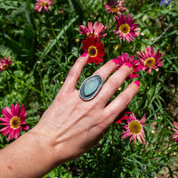 6 Light Blue Druzy Quartz Sterling Silver Statement Ring (Size 6)