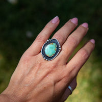 6 Royston Turquoise Sterling Silver Statement Ring (Size 6)