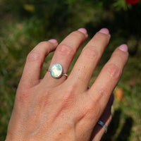 6.5 Light Blue Chalcedony Sterling Silver Stacker Ring (Size 6.5)