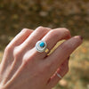 7 BlueBird Turquoise Layered Design Sterling Silver Ring (Size 7)