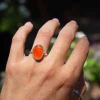 7 Carnelian Sterling Silver Stacker Ring (Size 7)
