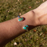 Royston & No.8 TurquoiseDouble Stone Sterling Silver Open Cuff