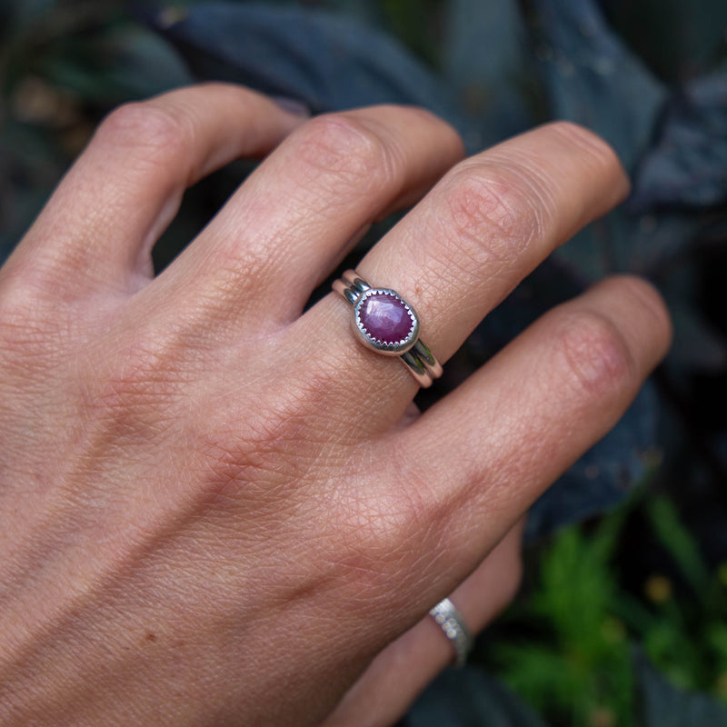 7.5 Sapphire Sterling Silver Ring (Size 7.5)