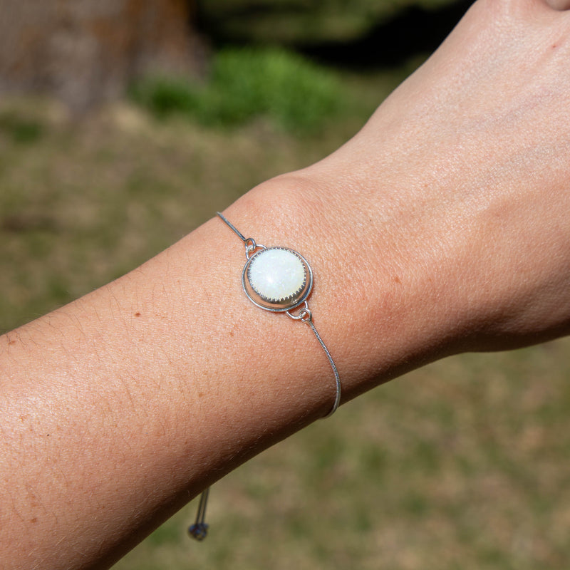 Opal Sterling Silver Slider Bracelet - 8.5"