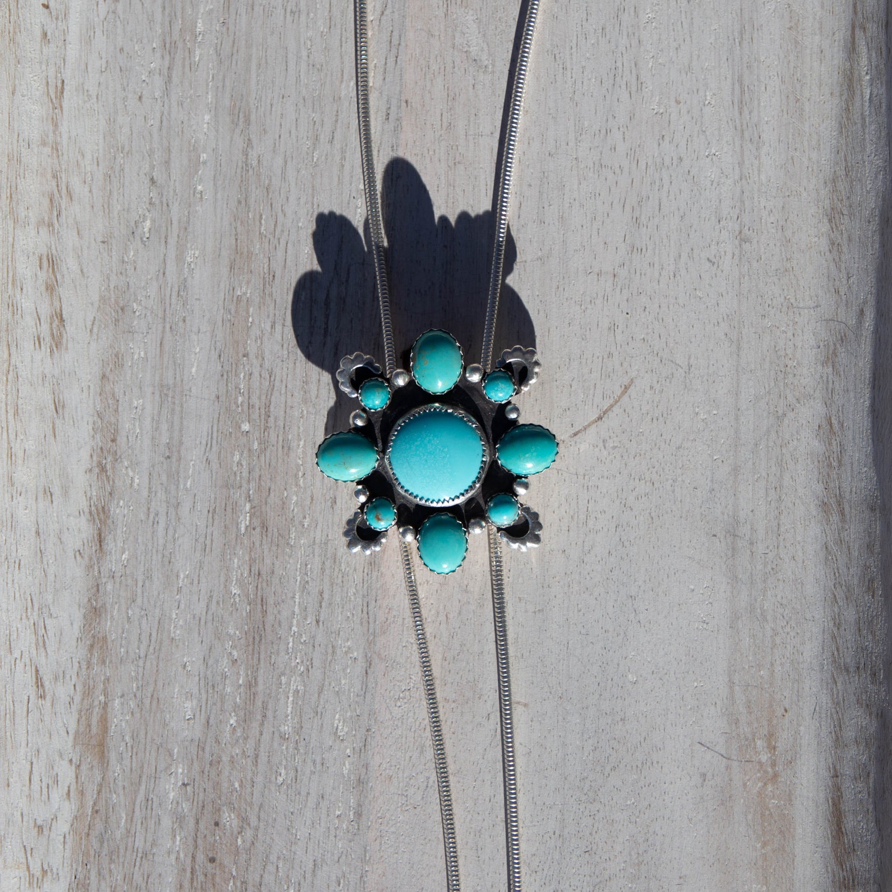 36" Campitos Turquoise Sterling Silver Chain Bolo La Femme | Southwestern Statement Jewelry
