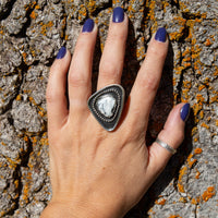 7.5 White Buffalo Turquoise Sterling Silver Statement Ring (Size 7.5)