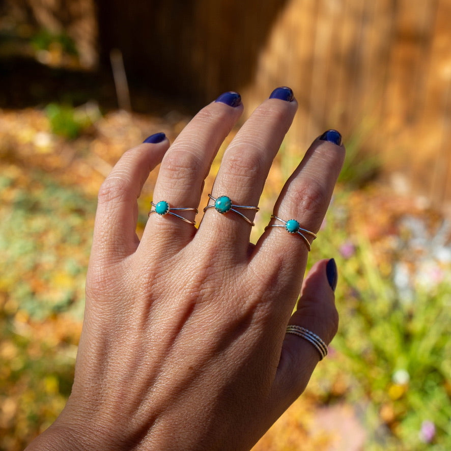 5.25 Chinese Turquoise Sterling Silver Ring (Size 5.25)