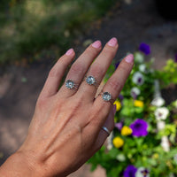 6 Flower Casted Sterling Silver Stacking Ring (Size 6)