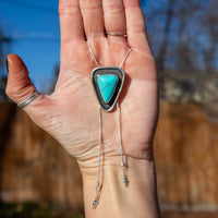 36" Persian Turquoise Adjustable Sterling Silver Chain Bolo La Femme | Southwestern Statement Jewelry
