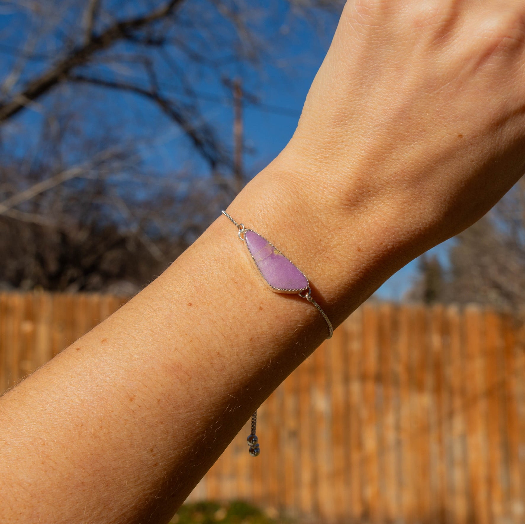 Phosphosiderite Sterling Silver Slider Adjustable Bracelet -8.5"