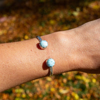 Larimar Stone Sterling Silver Open Cuff