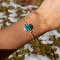 Turquoise Circle Sterling Silver Slider Adjustable Bracelet - 8.5"