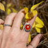 7 Carnelian Circle Art Deco Sterling Silver Ring (Size 7)