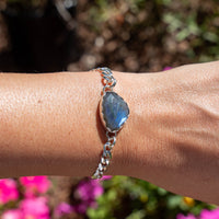 Southwest Mob Wife Chunky Mini Sterling Silver Bracelet with Labradorite