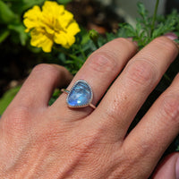 8 Moonstone Sterling Silver Stacker Ring (Size 8)
