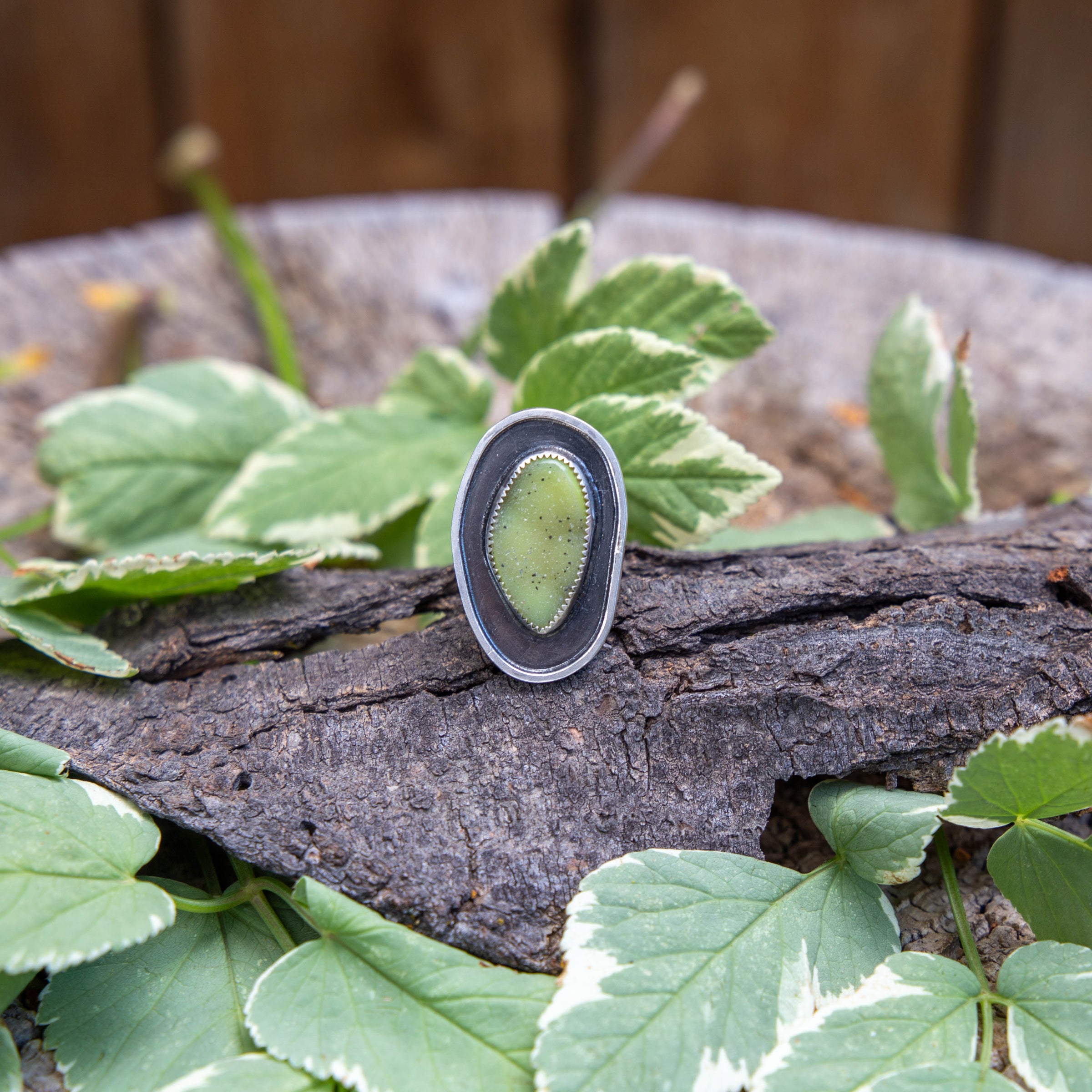 7 Green Druzy Quartz Sterling Silver Statement Ring (Size 7)