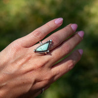 6.75 Triangular Turquoise Sterling Silver Statement Ring (Size 6.75)