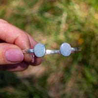 Opal Doublet Double Stone Sterling Silver Open Cuff
