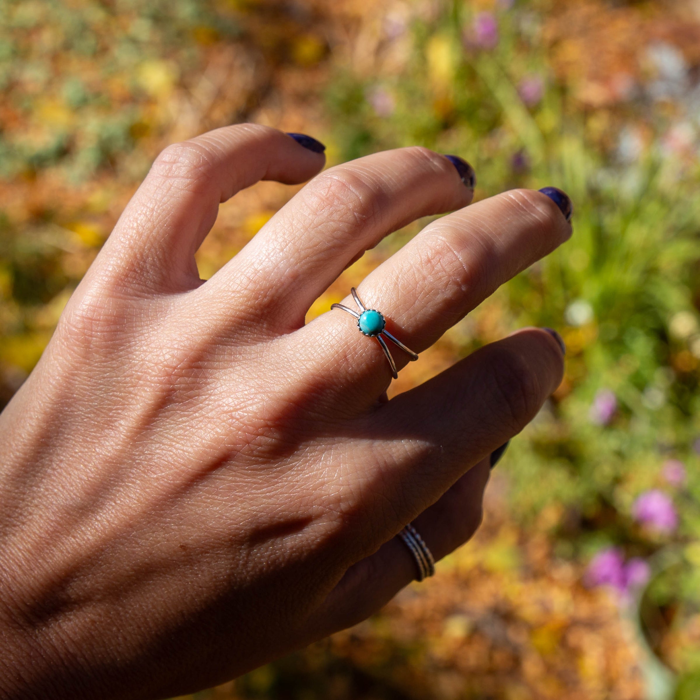 6.25 Chinese Turquoise Sterling Silver Ring (Size 6.25)