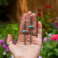 Campitos Turquoise Flower Sterling Silver Mini-Hoop Earrings