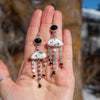 White Buffalo & Black Onyx Sterling Silver Dangle Earrings