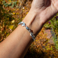 Southwest Mob Wife Chunky Sterling Silver Bracelet with Kingman Turquoise - 7.5"