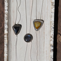 40" Yellow Druzy Agate Sterling Silver Chain Bolo La Femme