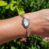 Southwest Mob Wife Chunky Mini Sterling Silver Bracelet with Rainbow Moonstone