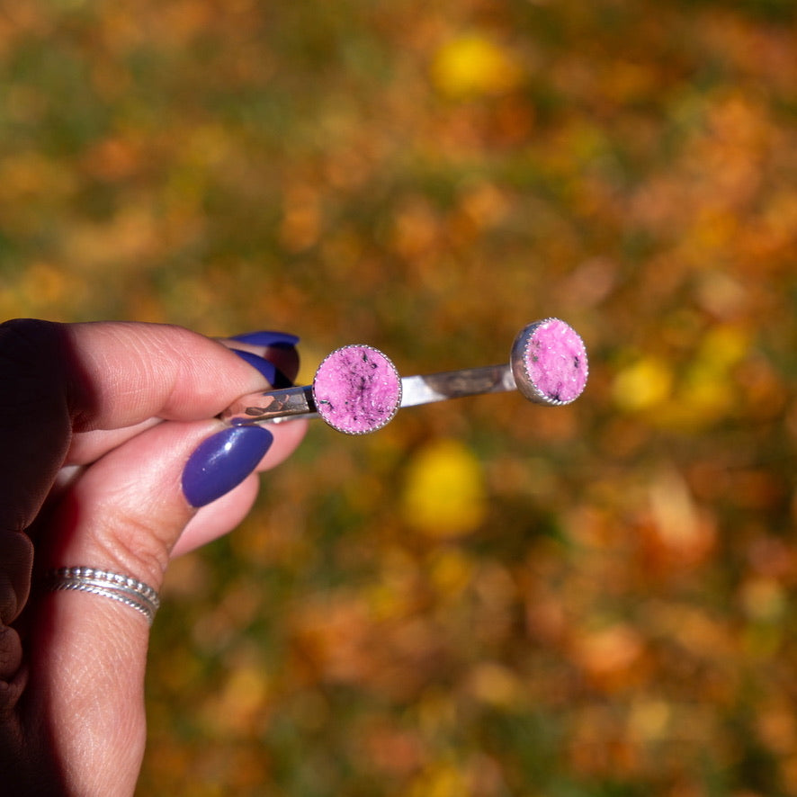 Pink Cobalto Calcite Sterling Silver Open Cuff