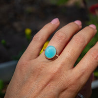 7 Light Blue Chalcedony Sterling Silver Stacker Ring (Size 7)