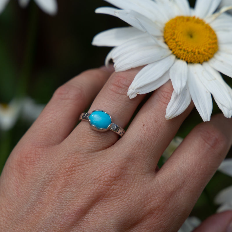 6.5 Turquoise Sterling Silver Stacker Ring (Size 6.5)