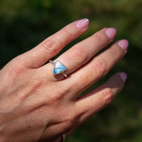 7.25 Sterling Opal Triangle Sterling Silver Stacker Ring (Size 7.25)