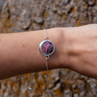 Rhodonite Sterling Silver Slider Bracelet - 8.5"