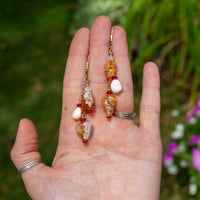 Mexican Fire Opal 14k Gold Filled Cluster Earrings