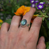 9 Labradorite Wide Band Sterling Silver Ring (Size 9)