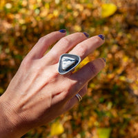 8.75 White Buffalo Turquoise Sterling Silver Statement Ring (Size 8.75)