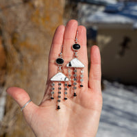 White Buffalo & Black Onyx Sterling Silver Dangle Earrings