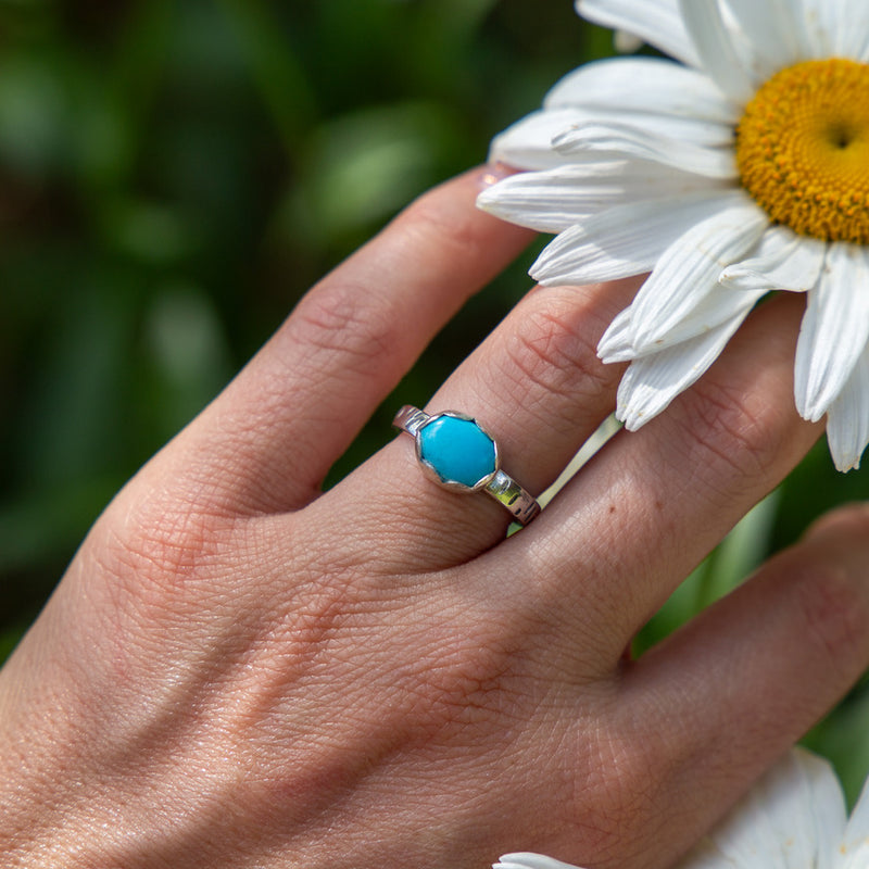 6.5 Turquoise Sterling Silver Stacker Ring (Size 6.5)